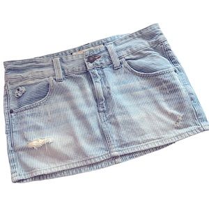 Abercrombie & Fitch Railroad Stripe Destroyed Denim Mini Skirt Sz-4 grunge, 90s
